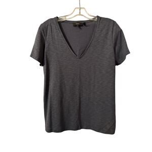 Theory V-Neck Cotton Tee Dark Gray Small